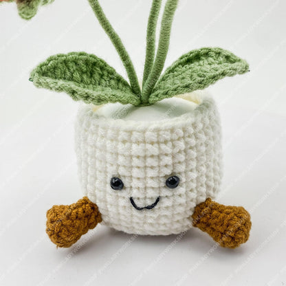 Pre-order Crochet Rose Plant | Smiley Flower Pot | Handmade Amigurumi Decor | Cute Desk Plant Gift | Valentine Flower