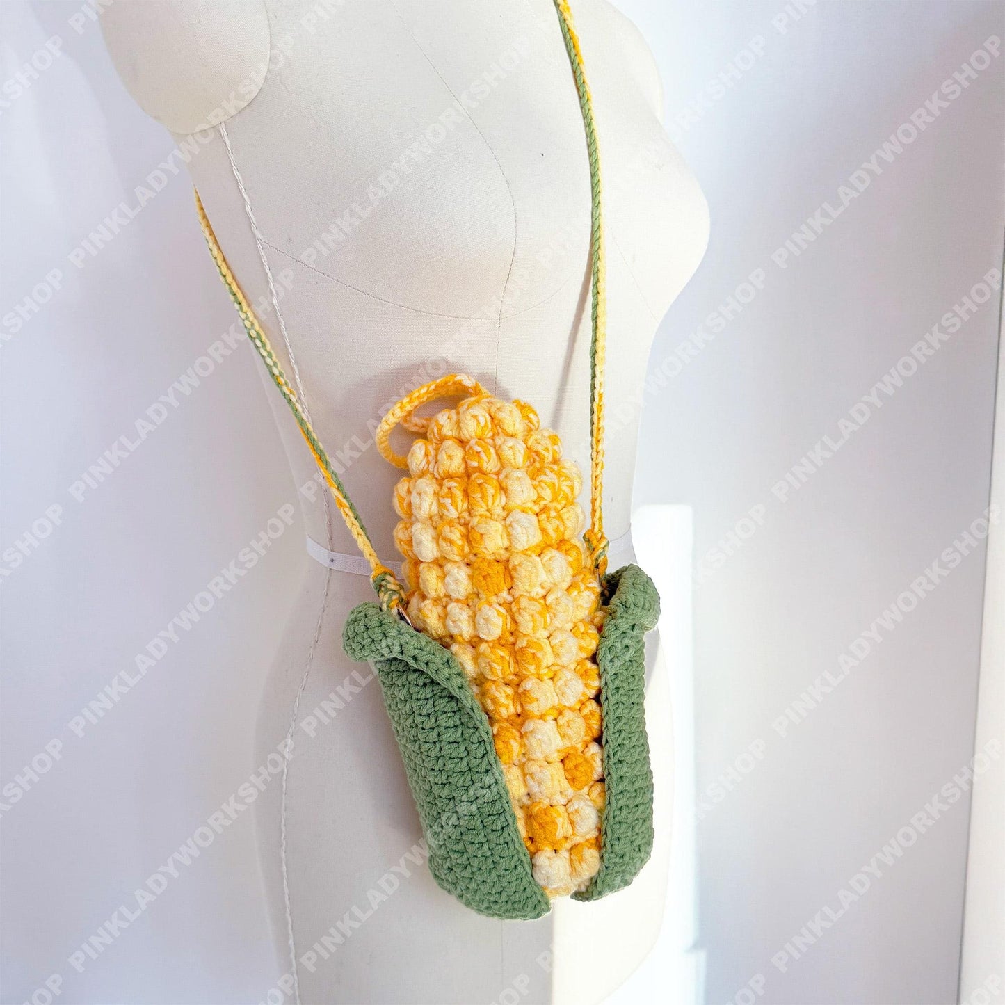 Handmade Crochet Corn Pencil Case | Crossbody Purse | Cute Veggie Zipper Pouch