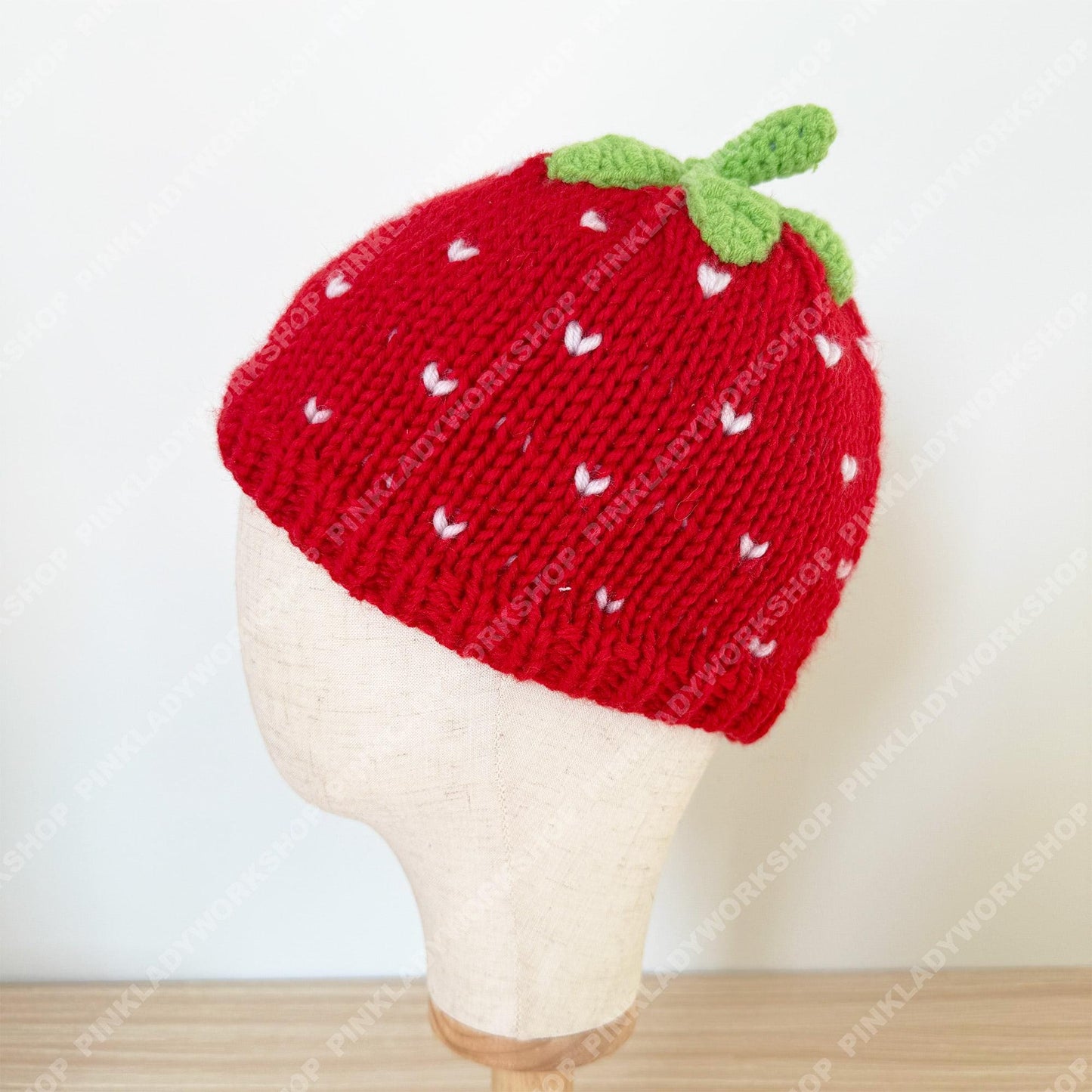Crochet Strawberry Hat | Handmade Knit Fruit Beanie | Cute Red Strawberry Cap | Kawaii Winter Hat Gift