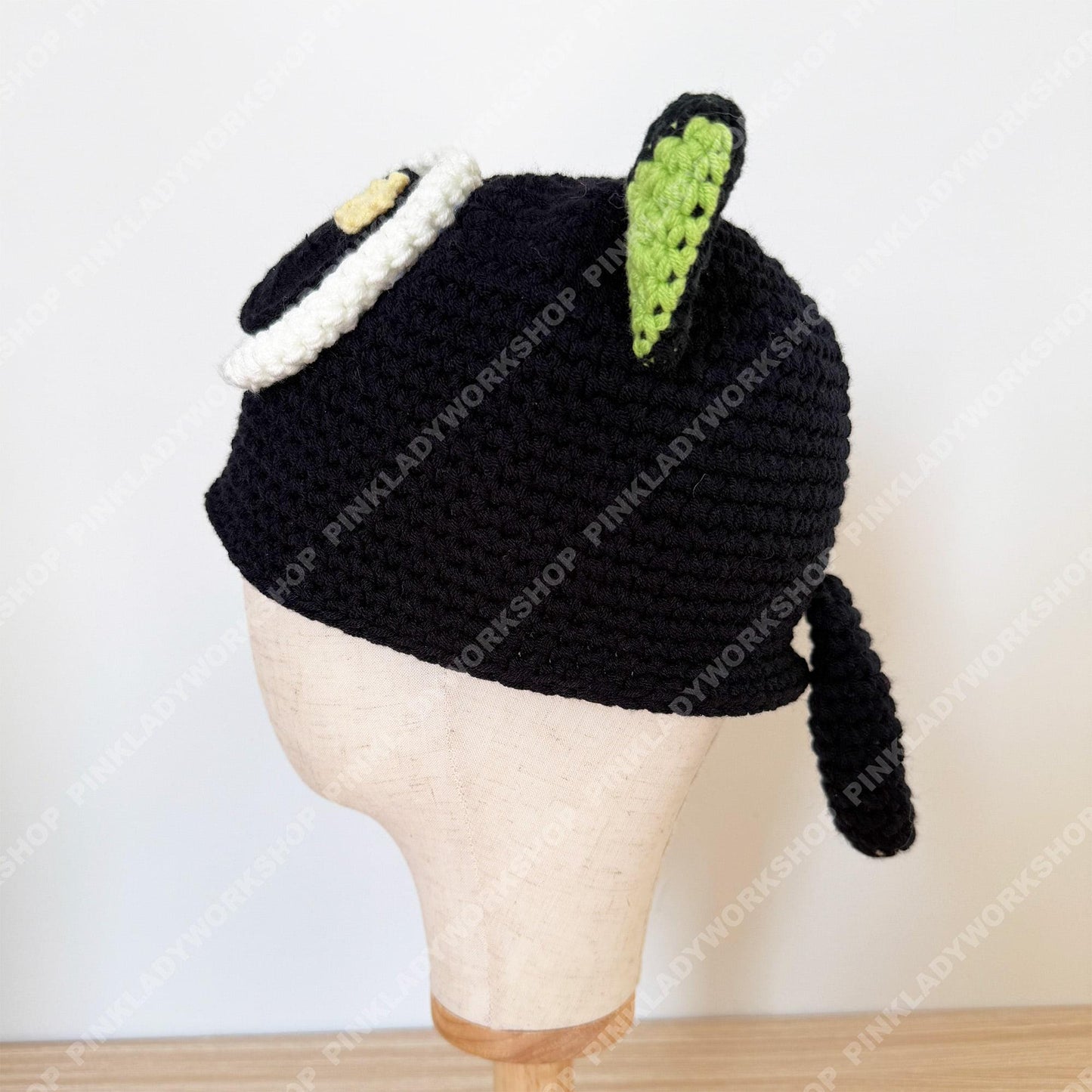Crochet Black Cat Hat | Handmade Kawaii Cat Beanie with Big Eyes | Cute Animal Knit Hat | Whimsical Gift