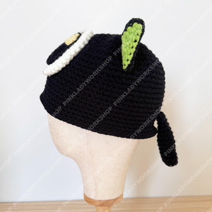 Crochet Black Cat Hat | Handmade Kawaii Cat Beanie with Big Eyes | Cute Animal Knit Hat | Whimsical Gift