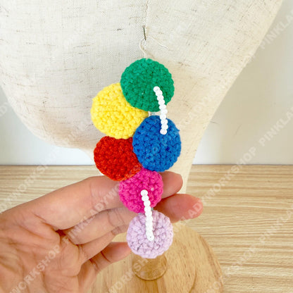 Crochet Circle Earrings | Handmade Rainbow Yarn Beaded Dangles