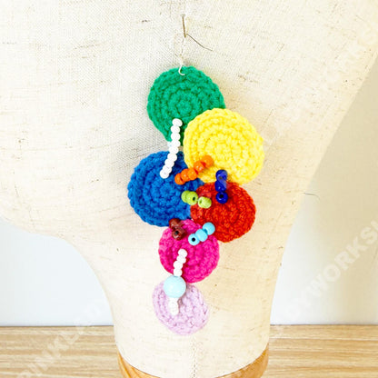 Crochet Circle Earrings | Handmade Rainbow Yarn Beaded Dangles