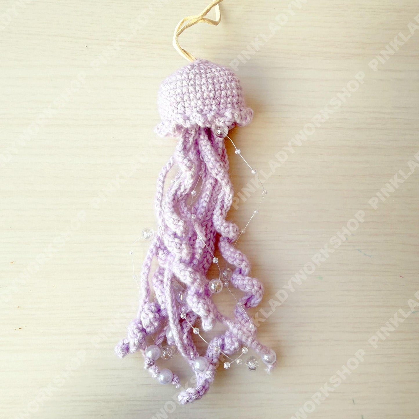 Crochet Jellyfish Bag Charm | Handmade Beaded Ocean Keychain