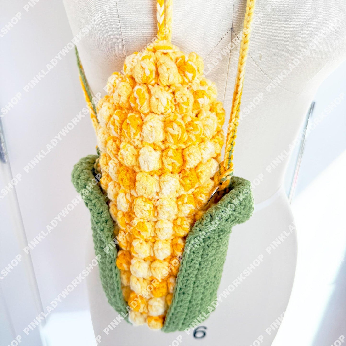 Handmade Crochet Corn Pencil Case | Crossbody Purse | Cute Veggie Zipper Pouch