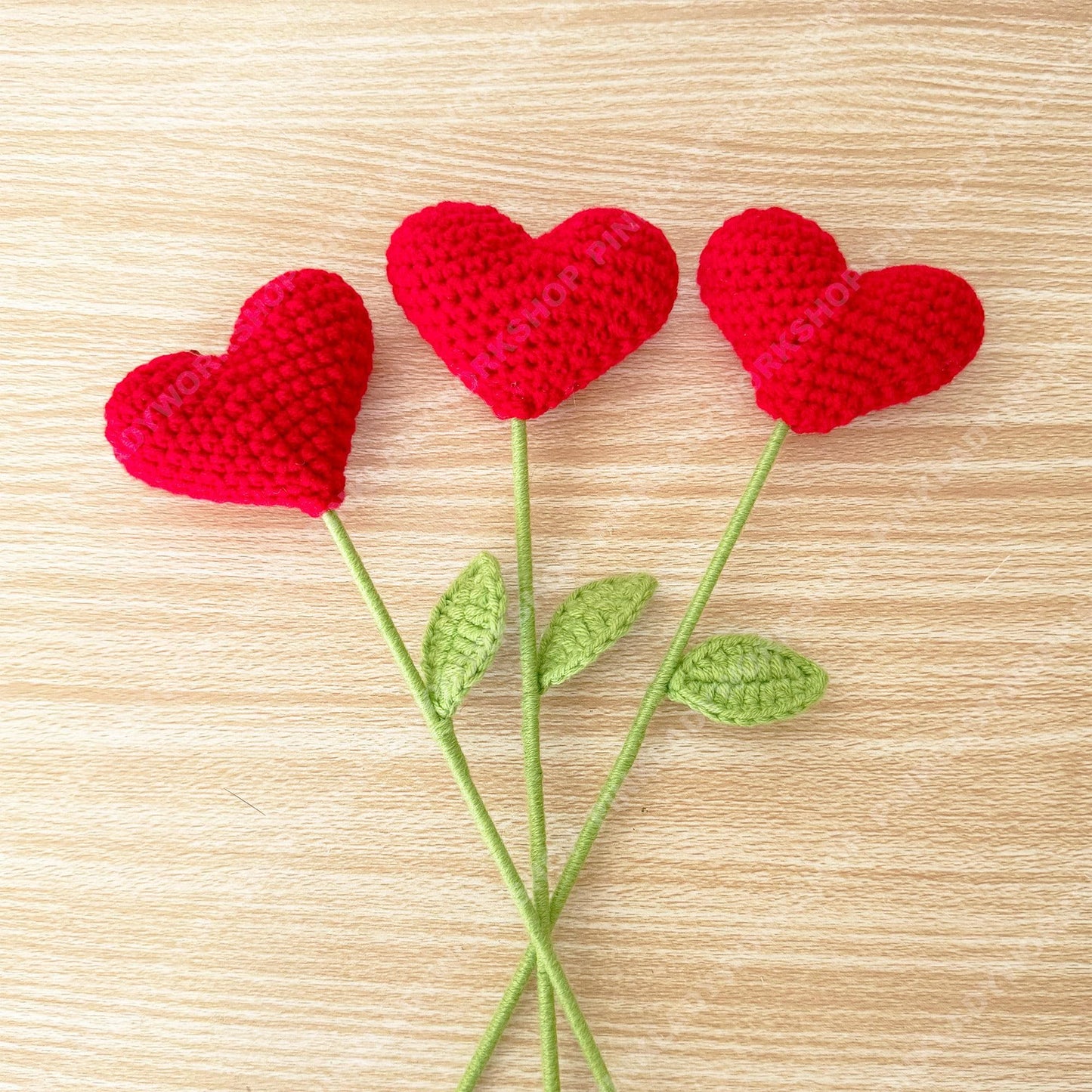 Handmade Crochet Heart Flower Bouquet | Romantic Yarn Roses