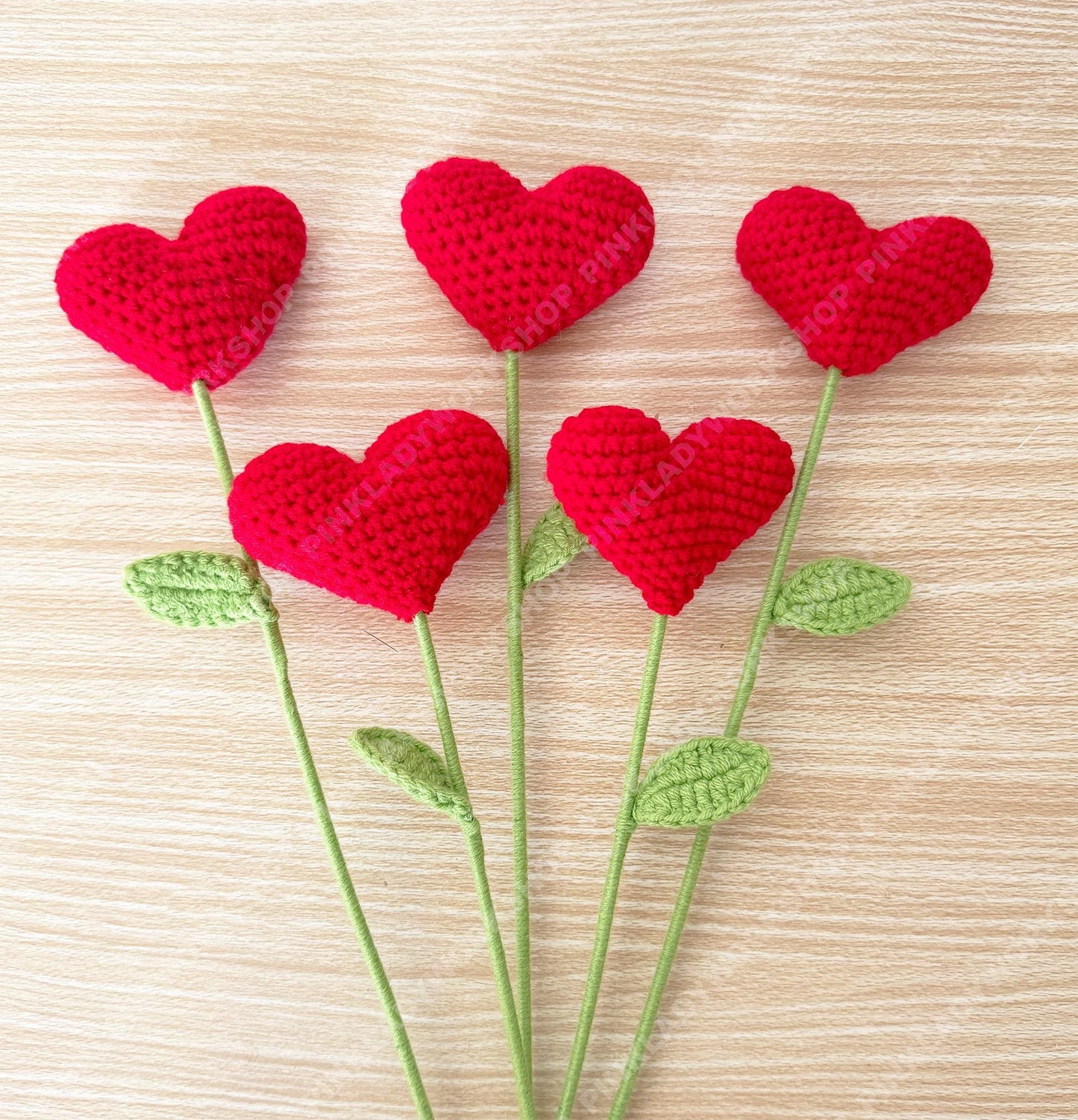 Handmade Crochet Heart Flower Bouquet | Romantic Yarn Roses
