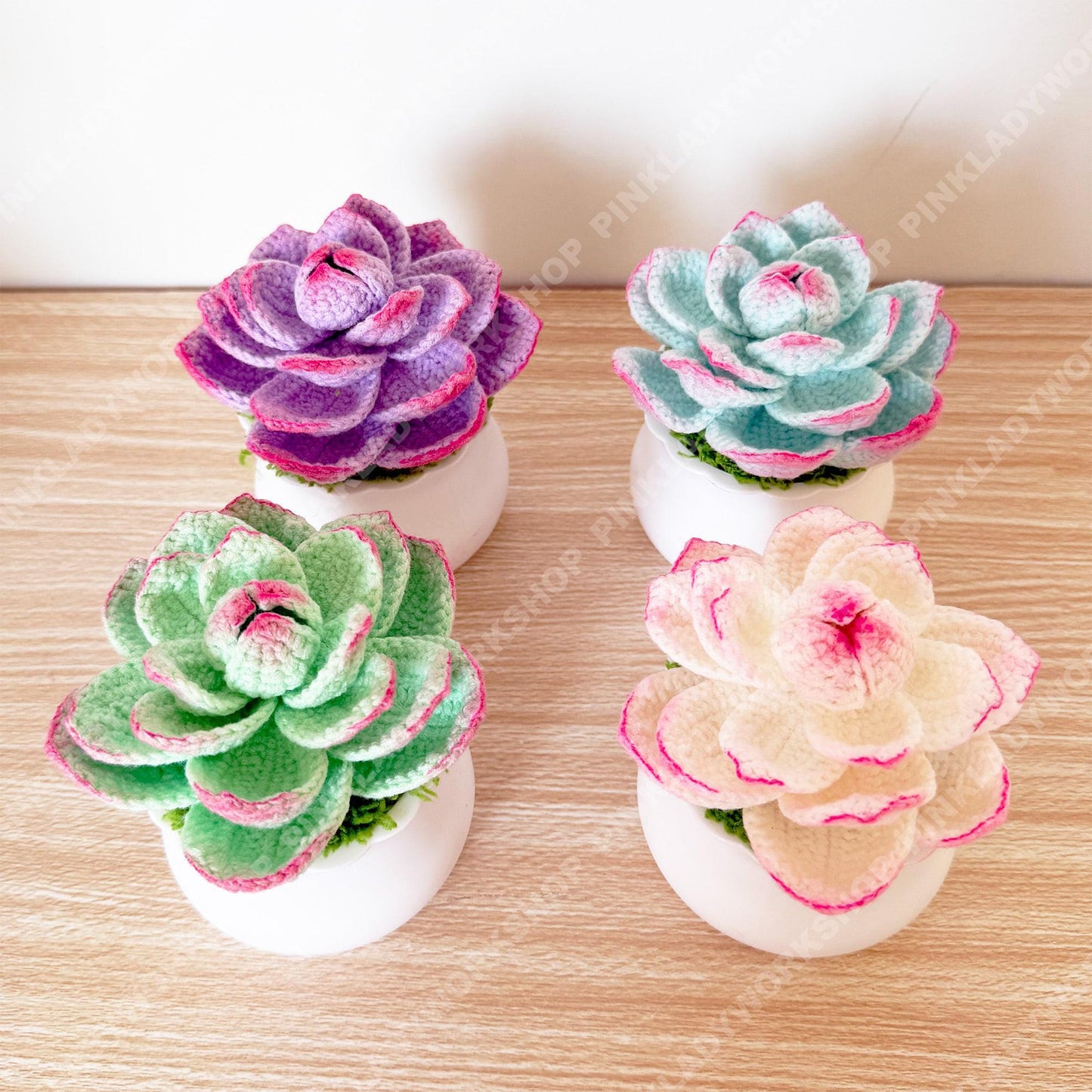 Handmade Crochet Succulent Pot: Yarn Faux Desk Plant