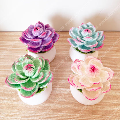 Handmade Crochet Succulent Pot: Yarn Faux Desk Plant