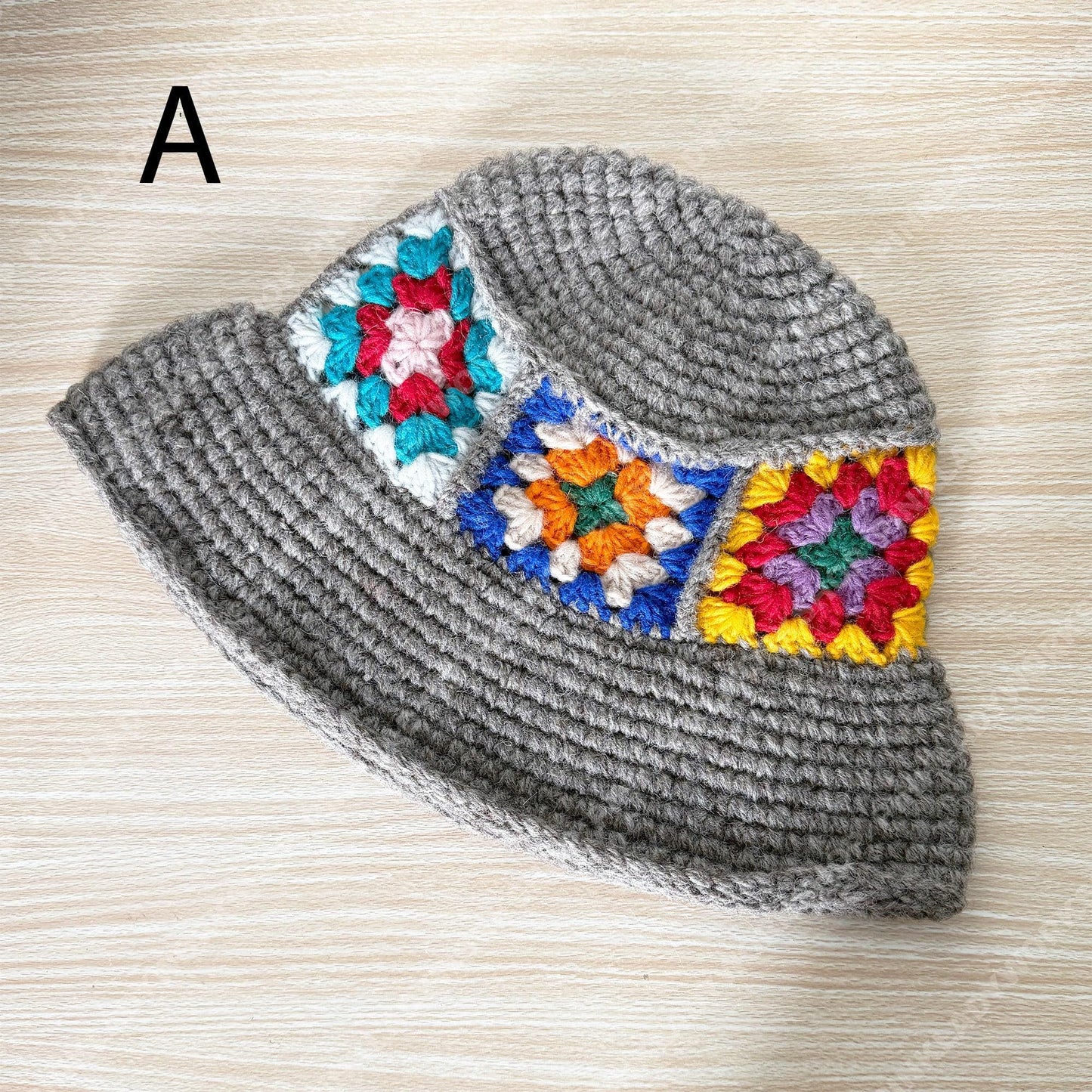 Handmade Cotton Crochet Granny Square Bucket Hat | Festivalcore