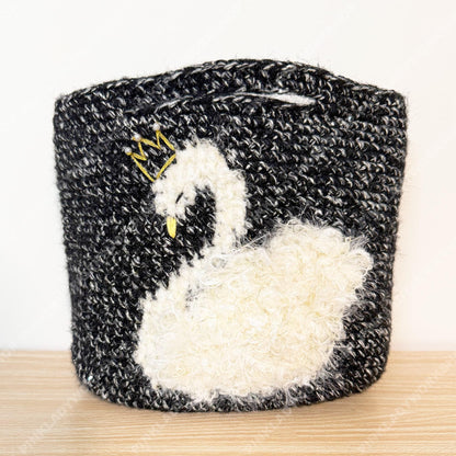 Crochet Swan Clutch | Handmade Yarn Evening Bag with Crown