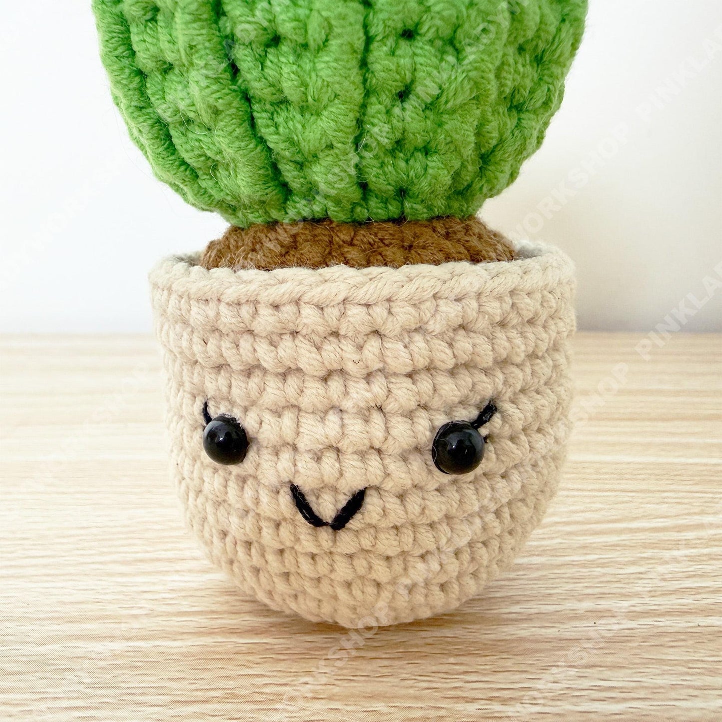 Hand-Crocheted Cactus with Pink Flowers | Kawaii Amigurumi Desk Decor