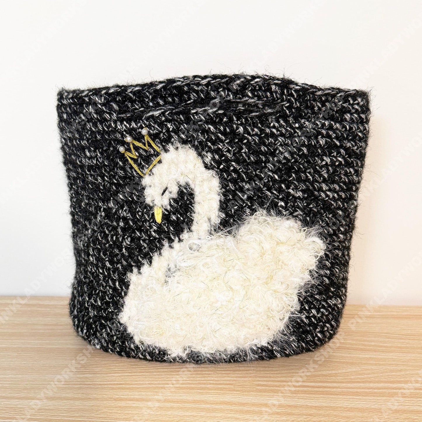 Crochet Swan Clutch | Handmade Yarn Evening Bag with Crown