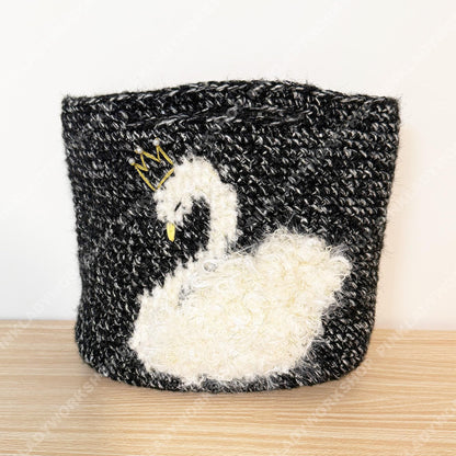 Crochet Swan Clutch | Handmade Yarn Evening Bag with Crown