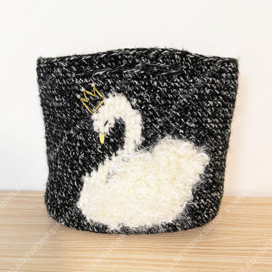 Crochet Swan Clutch | Handmade Yarn Evening Bag with Crown