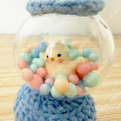 Handmade Crochet Penguin Snow Globe Toy | Cute Chick Plush Decor | Kawaii Desk Toy | Handmade Amigurumi Gift | Easter Gift