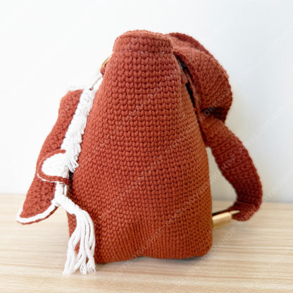 Crochet Horse Clutch Bag | Handmade Equestrian Purse | Kentucky Derby Bag | Knit Shoulder Bag | Statement Horse Bag | Pink | Brown