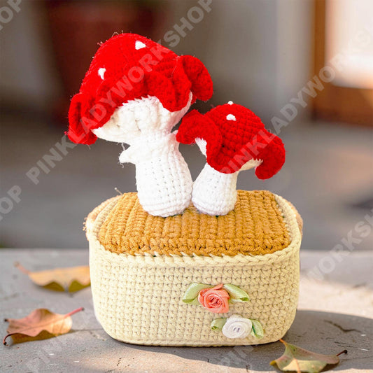 Crochet Mushroom Decor | Easter Gift | Handmade Mushroom Pot | Cottagecore Home Decor | Amigurumi Mushroom | Cute Desk Decor