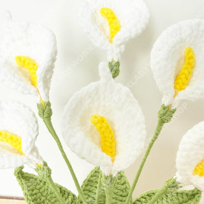 Handmade Crochet Calla Lily Plant Pot Decor | Faux Potted Spring Home Accent