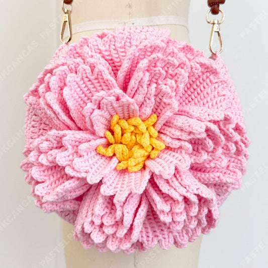 Handmade Crochet Peony Crossbody Bag | Flower Purse | Handmade Floral Shoulder Bag | Cottagecore Pink Bag | Spring Summer Gift