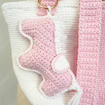 Crochet Horse Clutch Bag | Handmade Equestrian Purse | Kentucky Derby Bag | Knit Shoulder Bag | Statement Horse Bag | Pink | Brown