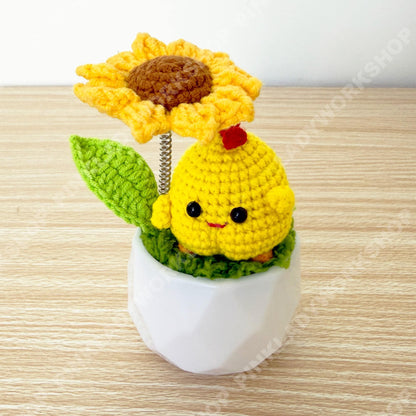 Crochet Frog and Bee Amigurumi: Sunflower Umbrella, Whimsical Decor