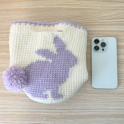 Handmade Crochet Bunny Bag | Easter Rabbit Tote | Cute Knit Purse | Spring Gift Bag | Pom Pom Tail | Pastel Bunny Handbag