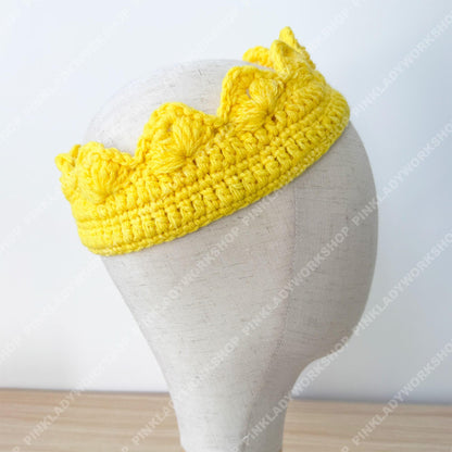 Crochet Crown Headband | Handmade Crown | Yellow Knit Hair Band | Festival Headpiece | Spring Summer Hair Accessory | History Party