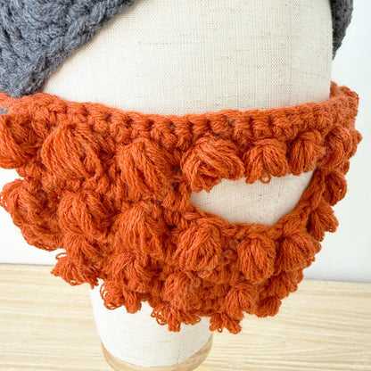 Crochet Viking Hat with Beard | Handmade Horned Helmet Beanie | Norse Costume Hat | Viking Beard Hat | Halloween Cosplay Knit Cap