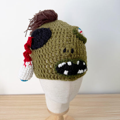 Crochet Zombie Hat | Halloween Beanie | Spooky Crochet Hat | Horror Costume Accessory | Handmade Knit Cap | Funny Scary Gift
