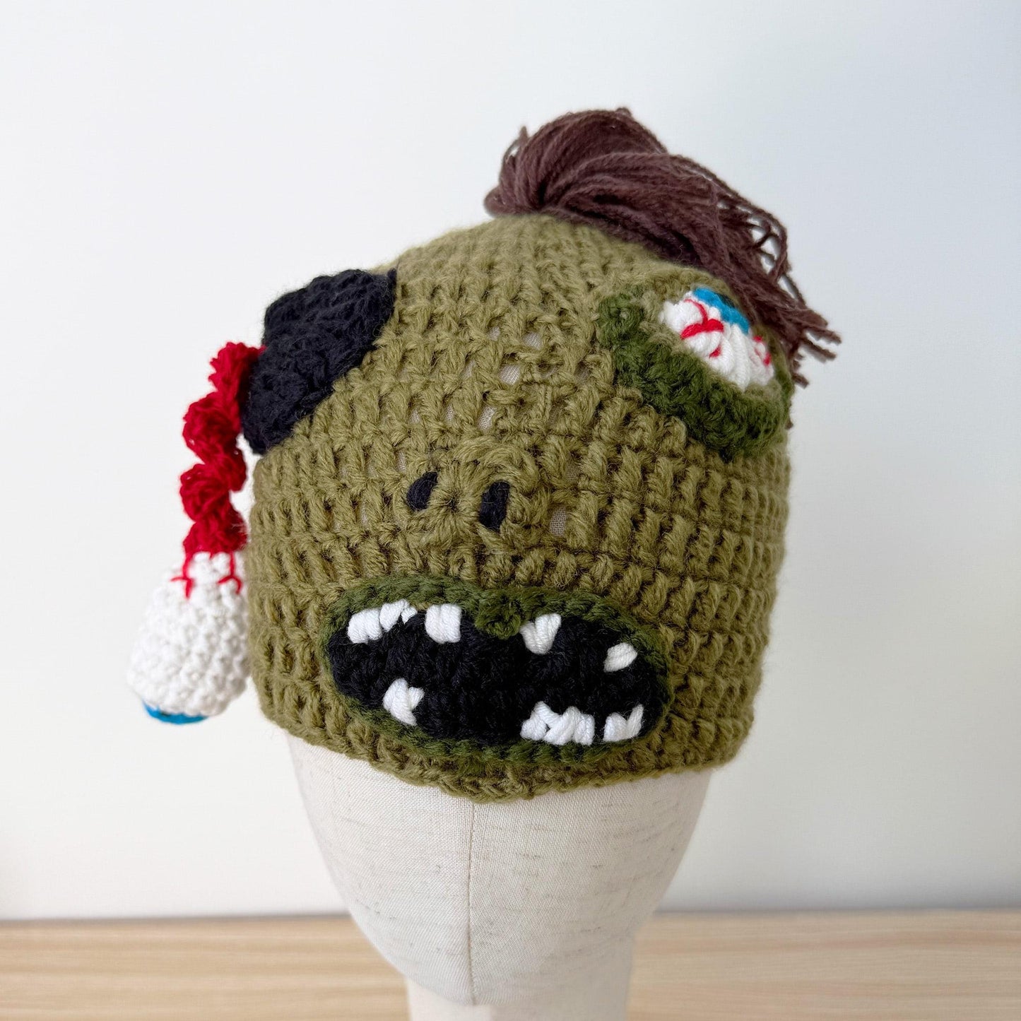 Crochet Zombie Hat | Halloween Beanie | Spooky Crochet Hat | Horror Costume Accessory | Handmade Knit Cap | Funny Scary Gift