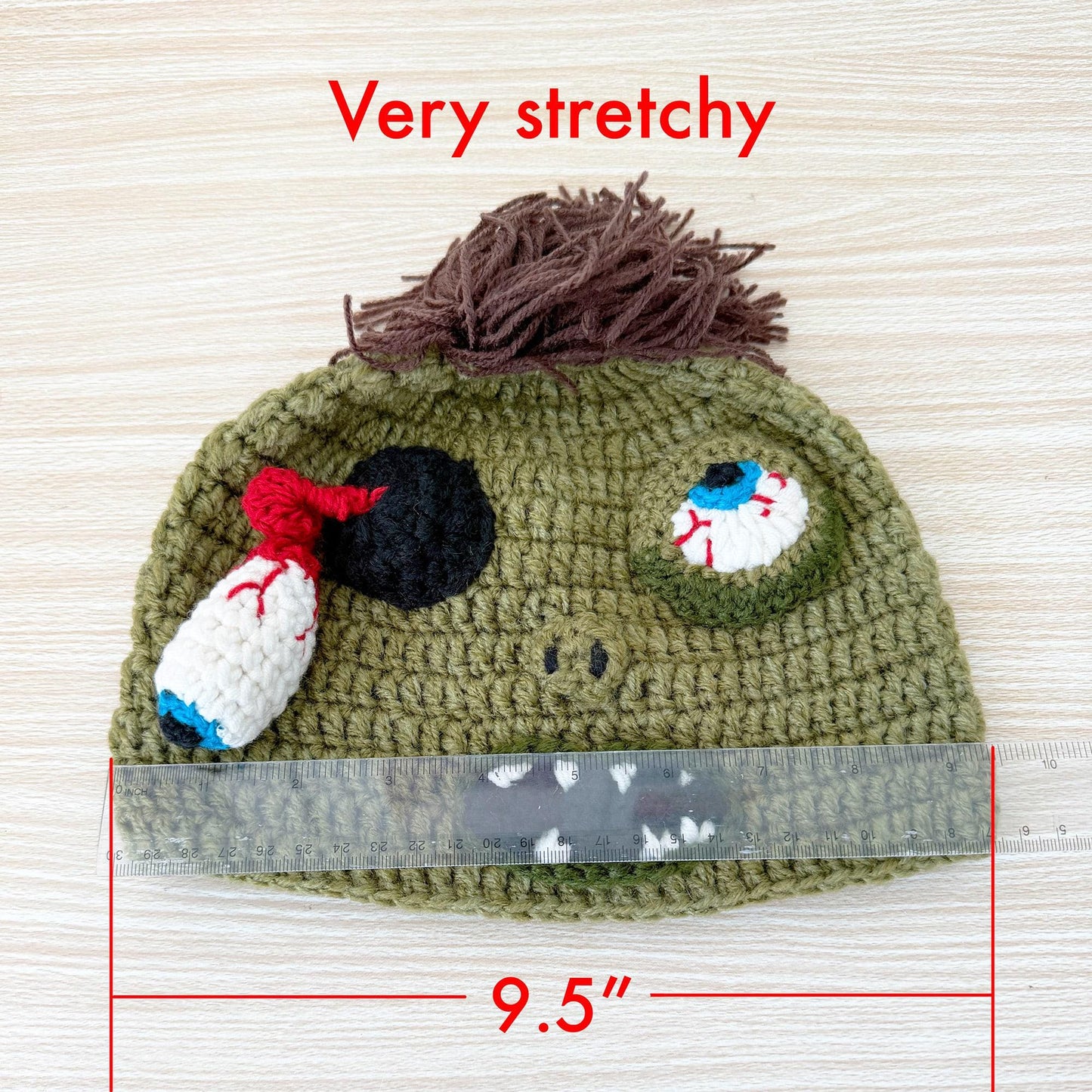 Crochet Zombie Hat | Halloween Beanie | Spooky Crochet Hat | Horror Costume Accessory | Handmade Knit Cap | Funny Scary Gift