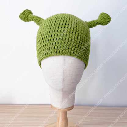 Crochet Hat | Ogre Ear Beanie | Green Character Hat | Funny Costume Cap | Handmade Gift | Cosplay Headwear | Adult Kids Hat