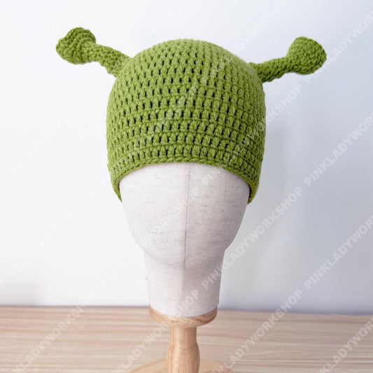 Crochet Hat | Ogre Ear Beanie | Green Character Hat | Funny Costume Cap | Handmade Gift | Cosplay Headwear | Adult Kids Hat