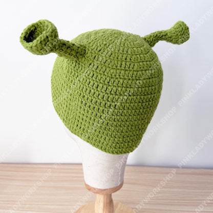 Crochet Hat | Ogre Ear Beanie | Green Character Hat | Funny Costume Cap | Handmade Gift | Cosplay Headwear | Adult Kids Hat