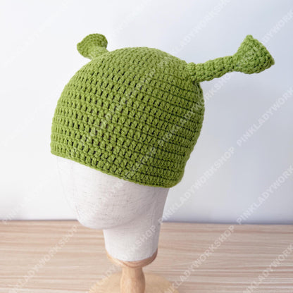 Crochet Hat | Ogre Ear Beanie | Green Character Hat | Funny Costume Cap | Handmade Gift | Cosplay Headwear | Adult Kids Hat