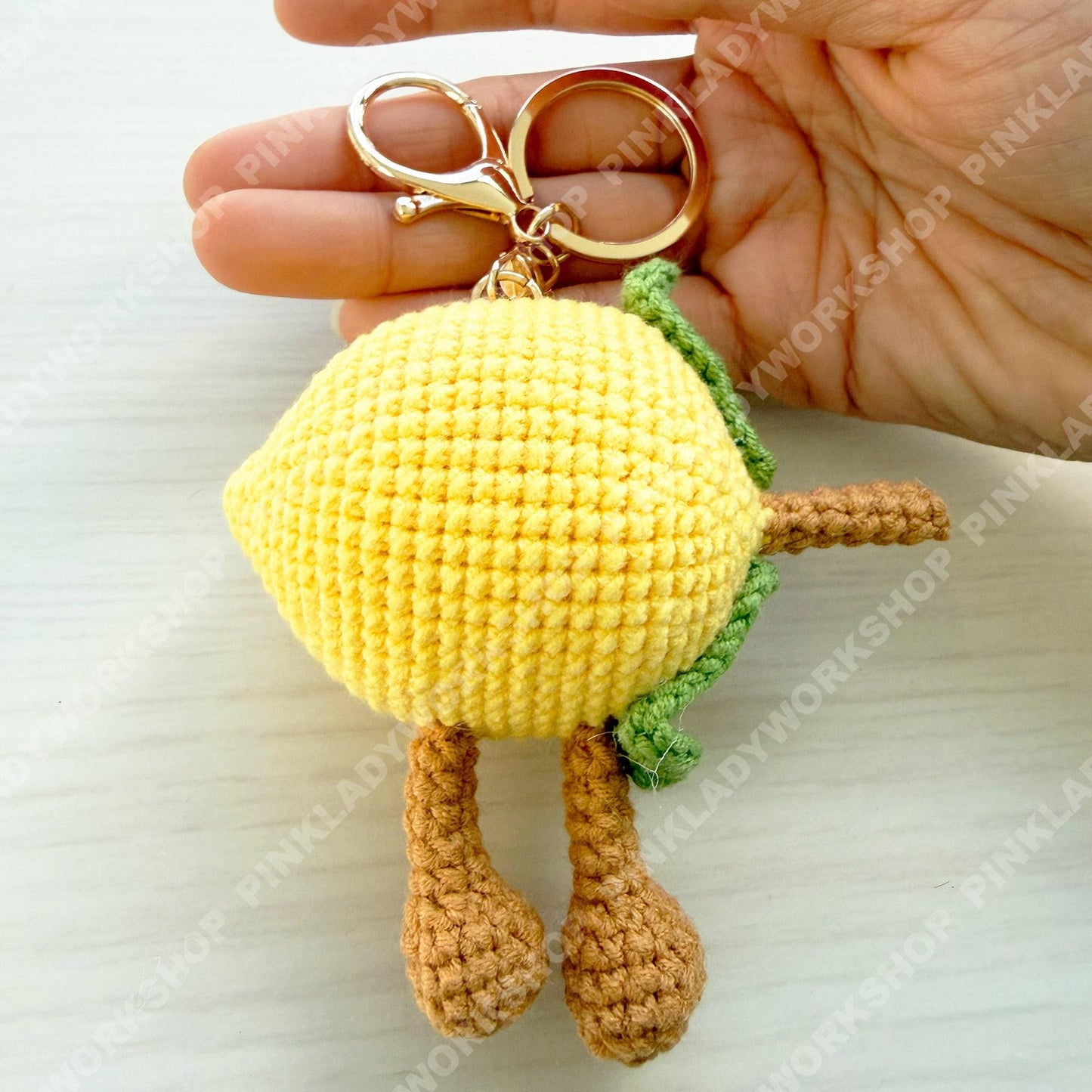 Handmade Crochet Lemon Keychain | Cute Fruit Keyring | Handmade Amigurumi Lemon | Kawaii Bag Charm | Summer Gift | Mini Plush Keychain