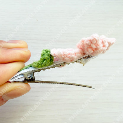 Set of 5 Crochet Sakura Hair Clip | Cherry Blossom Barrette | Handmade Floral Hair Accessory | Spring Hair Clip | Cute Lace Hair Pin Gift