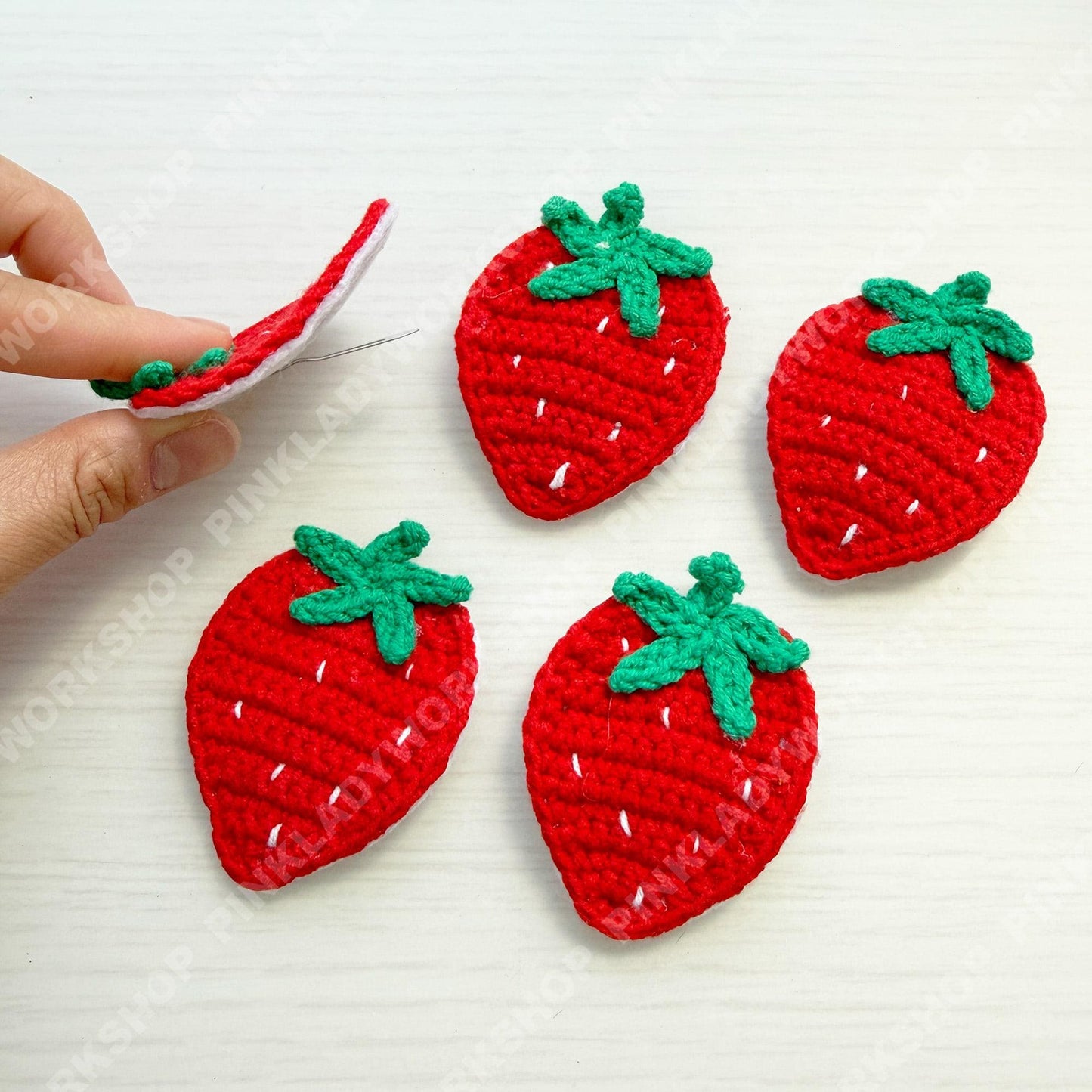 Set of 5 Crochet Strawberry Hair Clip | Handmade Fruit Barrette | Cute Red Hair Accessory | Kawaii Hair Clip | Summer Hair Pin Gift for Her