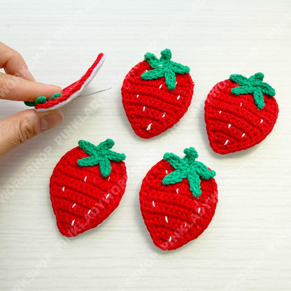 Set of 5 Crochet Strawberry Hair Clip | Handmade Fruit Barrette | Cute Red Hair Accessory | Kawaii Hair Clip | Summer Hair Pin Gift for Her