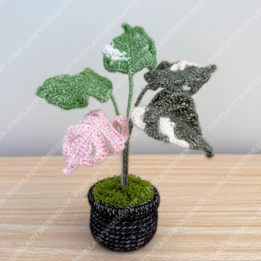 Handmade Crochet Monstera Plant | Yarn Amigurumi, Black Pot