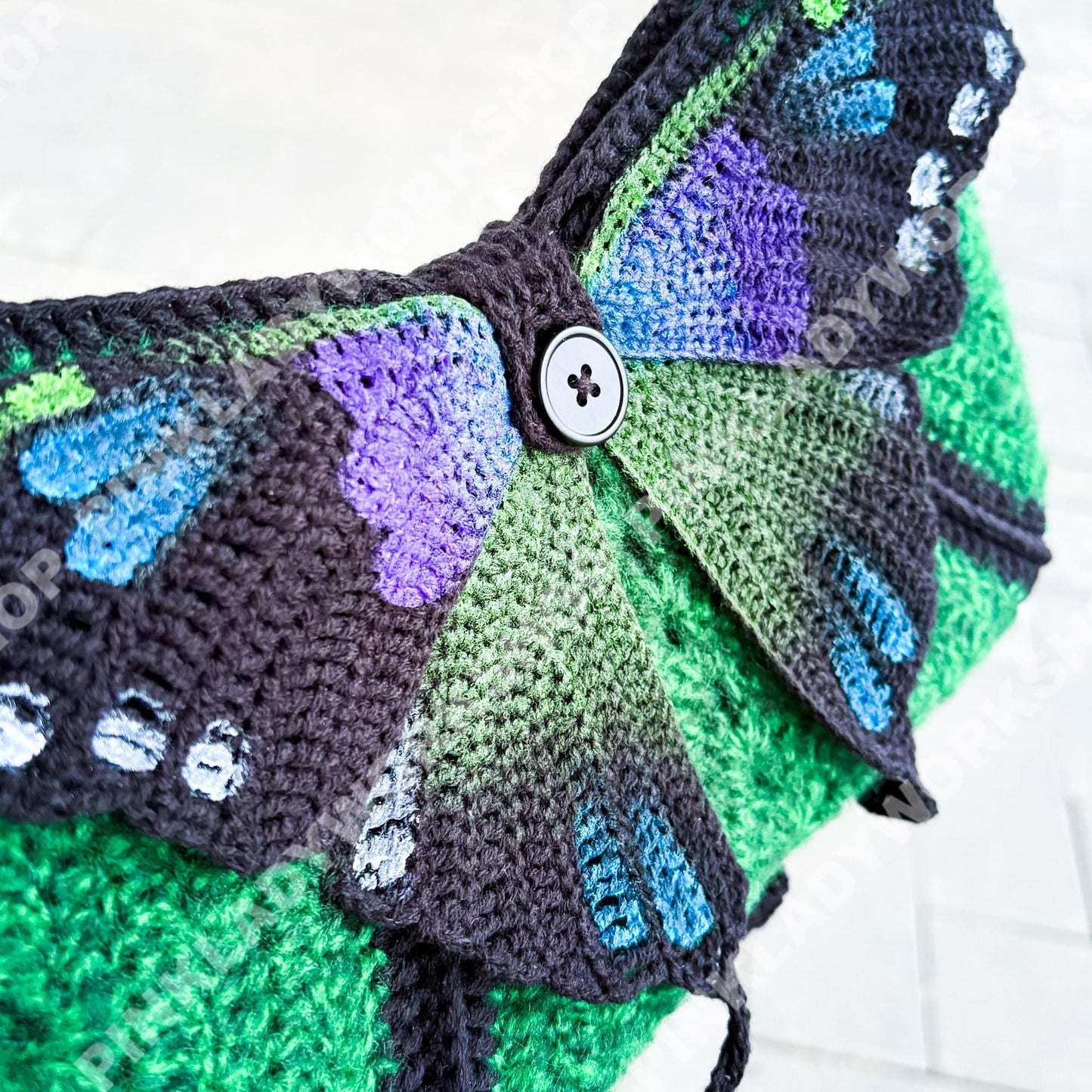 Crochet Butterfly Crossbody Bag | Handmade Y2K Moth Purse | Hand-painted Shoulder Bag | Music Festival Bag | Coachella Accessory