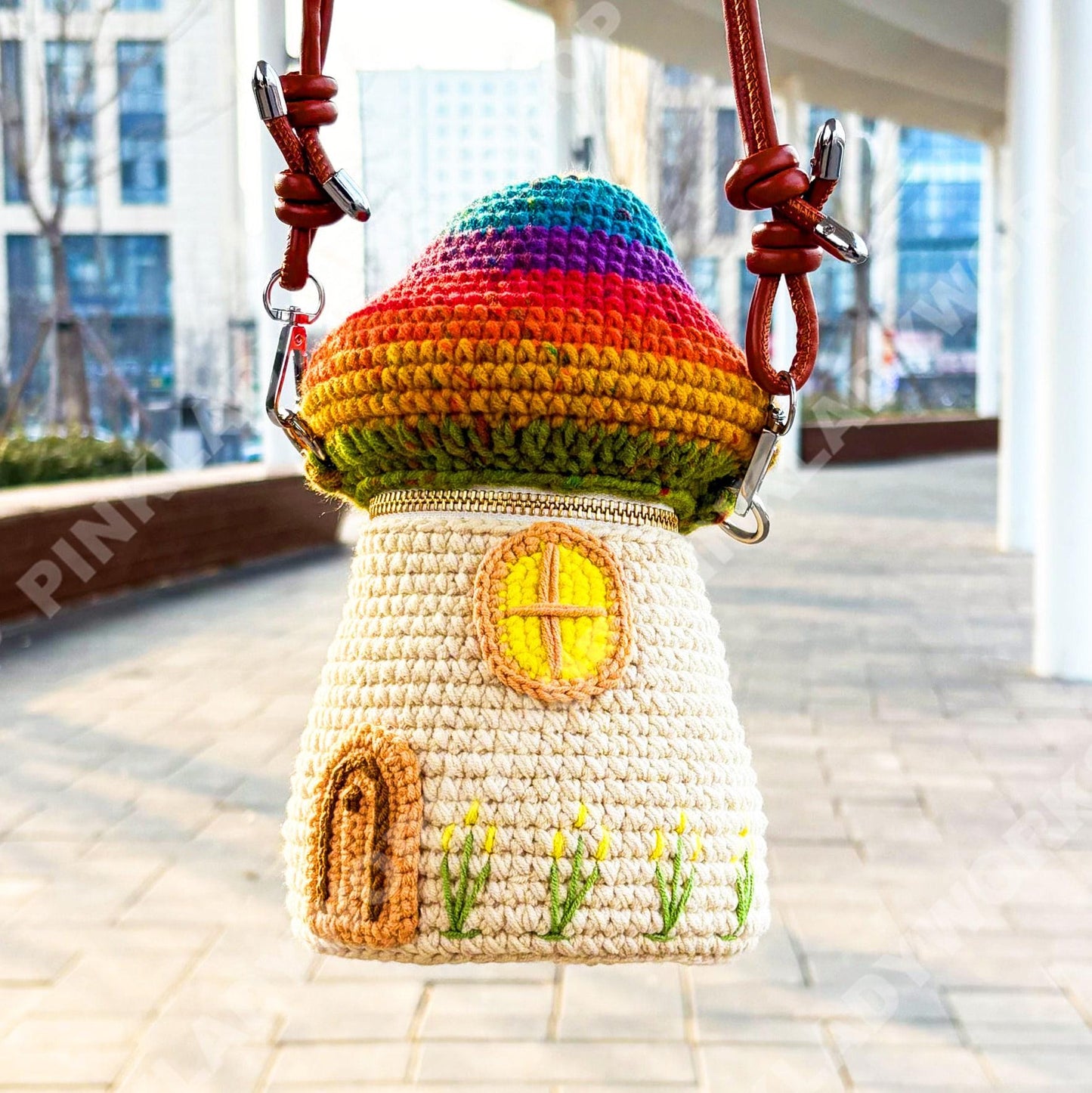 Crochet Mushroom House Crossbody Bag | Fairy Cottage Purse | Whimsical Woodland Bag | Coachella Festival Bag | Y2K Cute Shoulder Bag