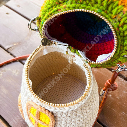 Crochet Mushroom House Crossbody Bag | Fairy Cottage Purse | Whimsical Woodland Bag | Coachella Festival Bag | Y2K Cute Shoulder Bag