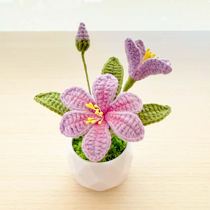 Crochet Clematis Flower Pot | Handmade Mini Plant Decor | Amigurumi Flower | Desk Decor Gift | Cute Home Decoration