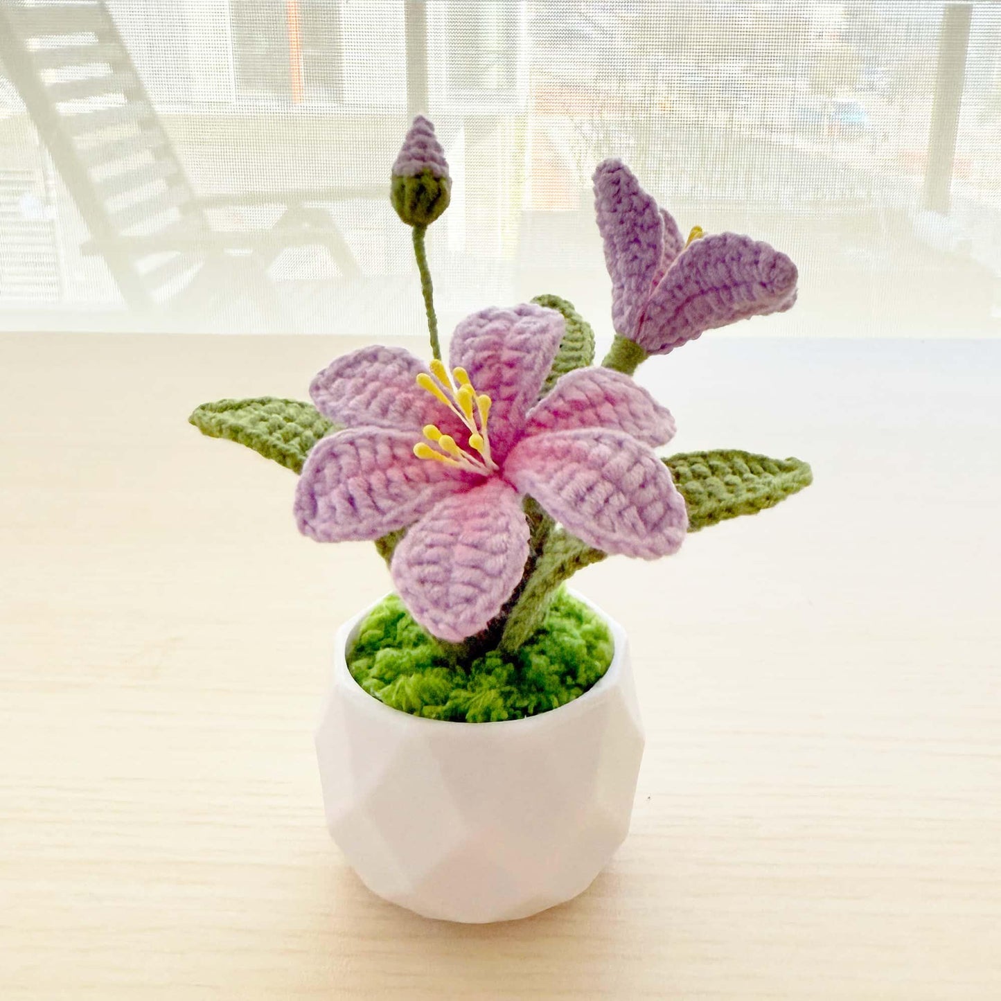 Crochet Clematis Flower Pot | Handmade Mini Plant Decor | Amigurumi Flower | Desk Decor Gift | Cute Home Decoration