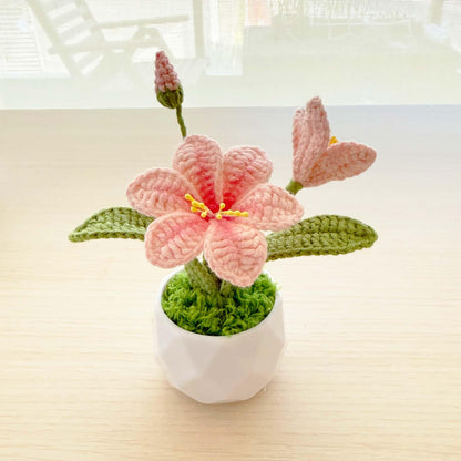 Crochet Clematis Flower Pot | Handmade Mini Plant Decor | Amigurumi Flower | Desk Decor Gift | Cute Home Decoration