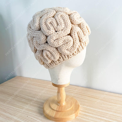 Crochet Brain Beanie | Handmade Cotton Funny Hat