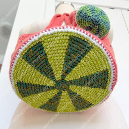 Crochet Watermelon Tote Bag | Handmade Fruit Purse | Summer Strawberry Style Bag | Cute Knit Handbag | Kawaii Tote with Charm