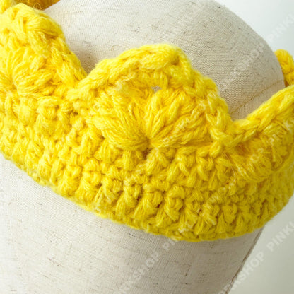 Crochet Crown Headband | Handmade Crown | Yellow Knit Hair Band | Festival Headpiece | Spring Summer Hair Accessory | History Party